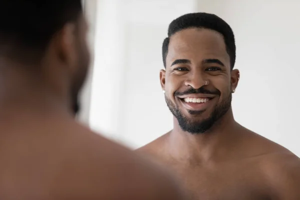 Portrait of handsome young African American man with stylish stubble — Stock Photo, Image