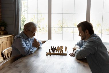 Büyük baba ve büyük oğul evde satranç oynuyorlar.