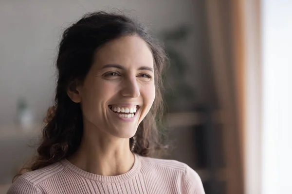 Closeup portrait laughing Latina woman with white toothy smile — Stock Photo, Image