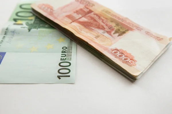 Euro and rubbles — Stock Photo, Image