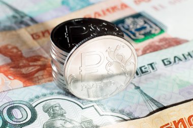 Rus kağıt para sikkelerinde bir Rublesi