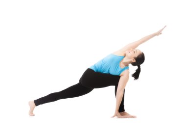 Asana parivritta parshvakonasana Yoga kadın