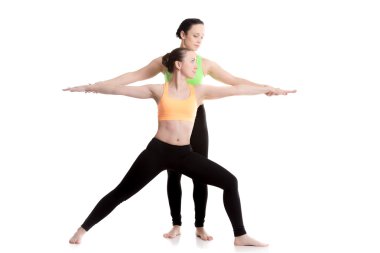 Yoga with coach, Virabhadrasana 2 clipart