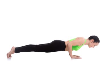 Geçiyoruz dandasana, dört limbed personel yoga pose