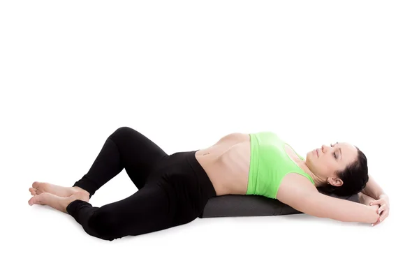 Reclining Bound Angle yoga Pose — Stock Photo, Image