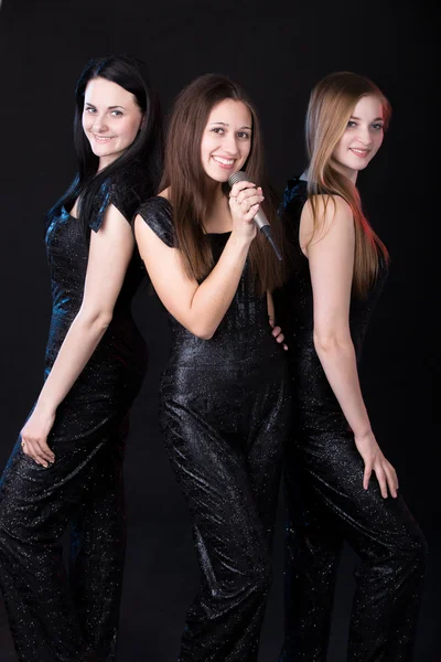 stock image Girls music group with microphone