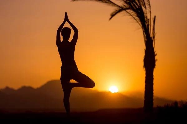 Yoga Tree Pose in tropical location — Stock Photo, Image