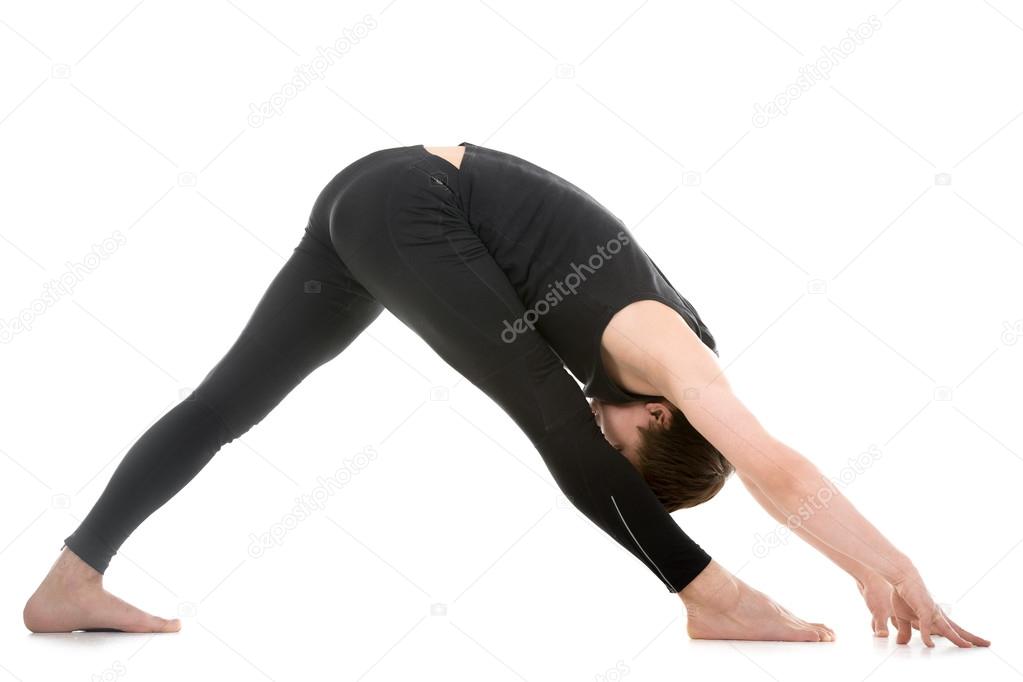Legs stretching exercises, yoga pose parshvottanasana