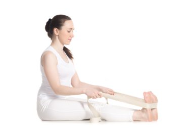 Yoga with props, paschimothanasana 