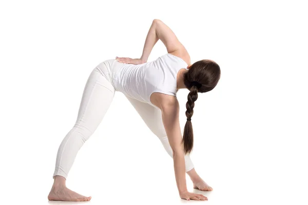 Variation of Yoga Triangle pose — Stock Photo, Image