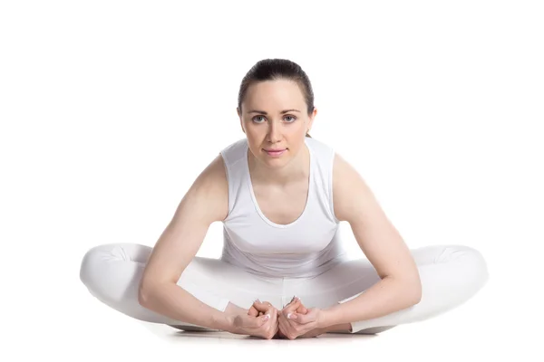 Butterfly yoga pose — Stock Photo, Image