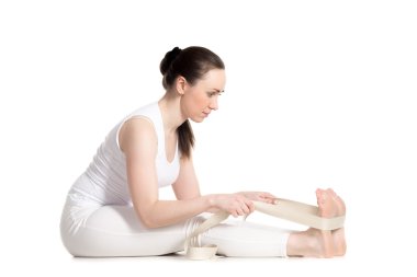 Yoga sahne, oturmuş ileri bend poz ile