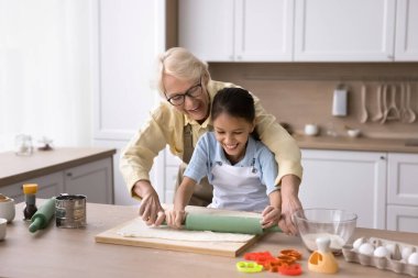 Ev mutfağında komik aşçılık dersleri. Umursayan yetişkin büyükanne sevimli ergen kıza ev yapımı kurabiyeler pişirmeyi öğretecek. Çocuğun yuvarlak broşlu aile tarifi sırlarıyla masaya hamur koymasına yardım edecek.