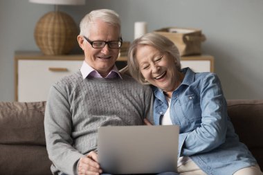 Sıcak aile sineması zamanı. Mutlu, yaşlı ve evli bir çift hafta sonunu rahat bir kanepede bilgisayar paylaşımıyla komik komedi filmleri izleyerek, seyahat vlog 'u izleyerek geçirir.