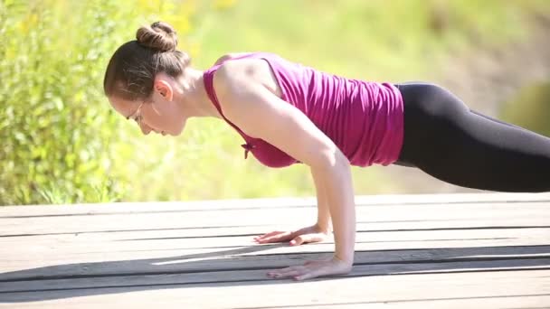 Beautiful yoga practice — Stock Video