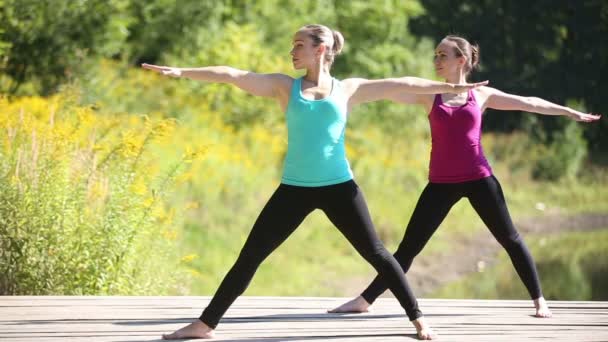 Clase de yoga chica — Vídeo de stock