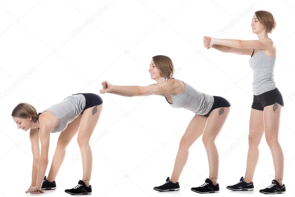 Sporty Woman Doing Bending Exercises Stock Photo Fizkes