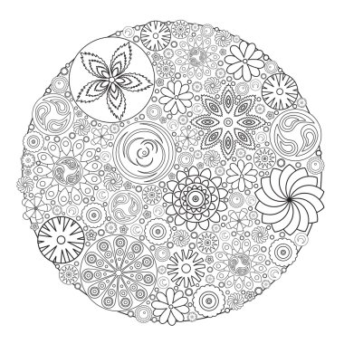 Çiçek tasarım boyama kitabı için büyüdü için. Bir yetişkin boyama kitabı.