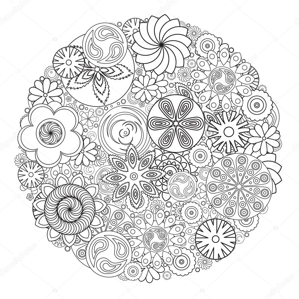 Flower Design For Coloring Book Grown Up An Adult
