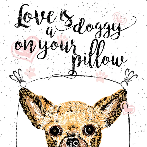 O amor é um cão na tua almofada —  Vetores de Stock