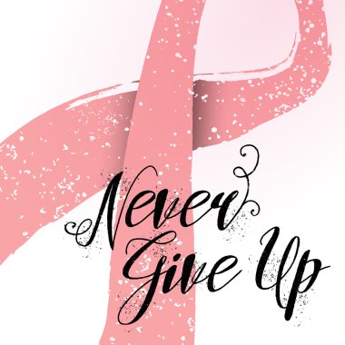 Never Give Up hand drawn lettering quote  