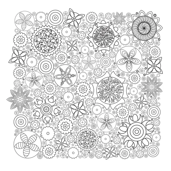 Patrón floral vectorial monocromo —  Fotos de Stock