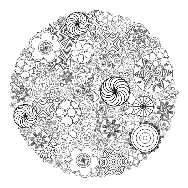 Yetişkin için boyama kitabı için çiçek tasarımı.  