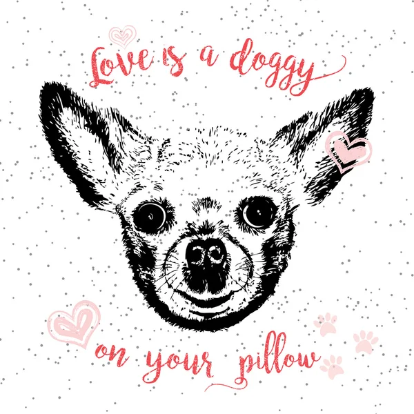 L'amore è un cagnolino sul cuscino — Foto Stock