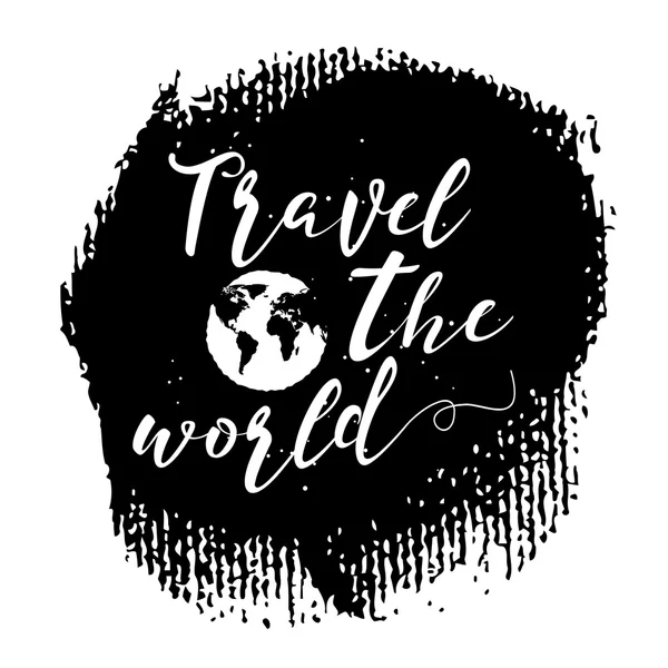 Travel the world. Inspirational quote — Stock Vector