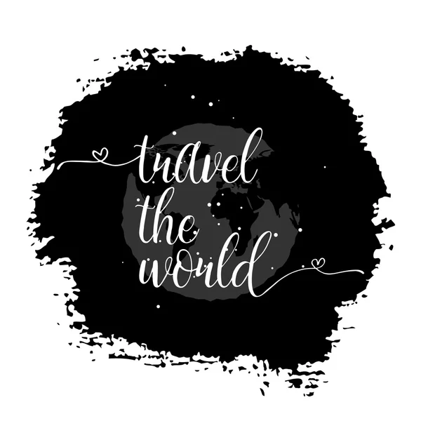 Travel the world. Inspirational quote — Stock Vector