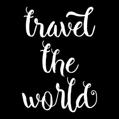 Seyahat Dünya elle çizilmiş yazı.  