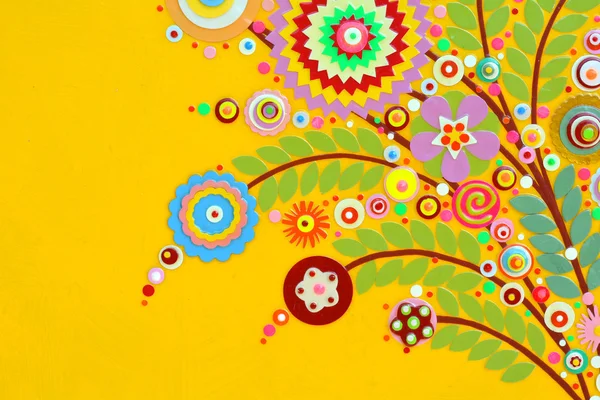 Flowers on yellow abstract surface — Stock Photo, Image