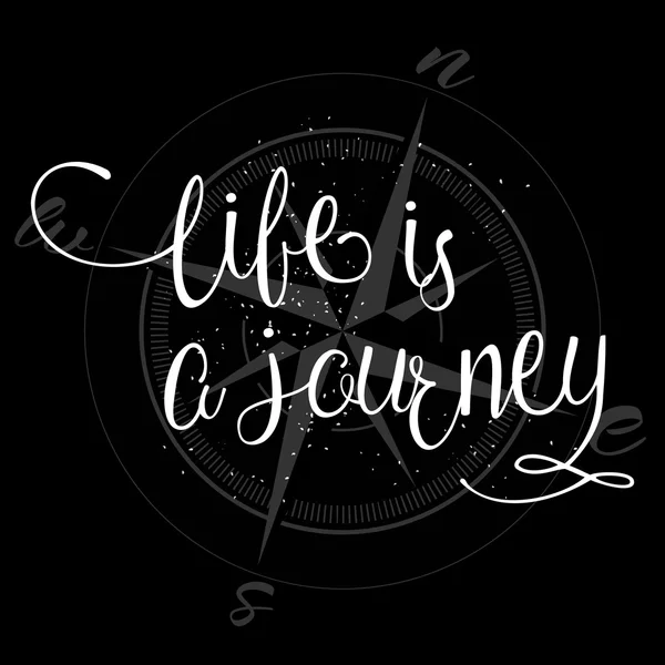 Life is a journey card. Ink illustration. — Stock Vector