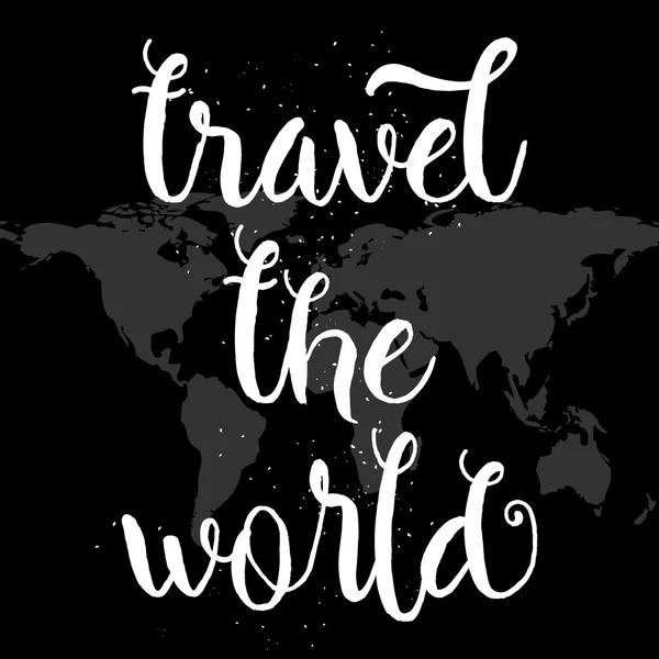 Travel the world hand lettering typography — Stock Vector