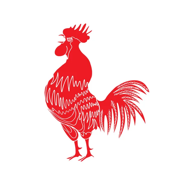 Coq rouge comme symbole du zodiaque animal — Image vectorielle