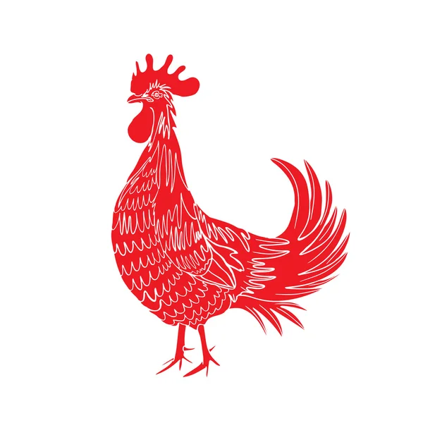 Gallo rojo como símbolo del zodíaco animal — Archivo Imágenes Vectoriales