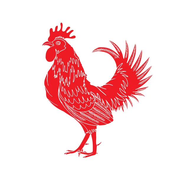 Gallo rojo como símbolo del zodíaco animal — Archivo Imágenes Vectoriales