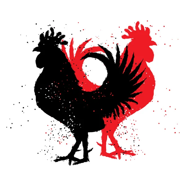 Gallos rojos y negros . — Archivo Imágenes Vectoriales