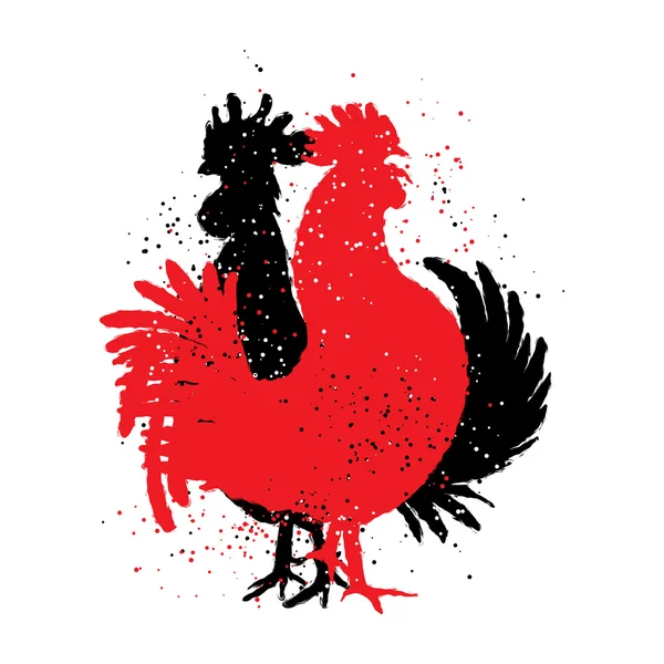 Gallos rojos y negros . — Vector de stock