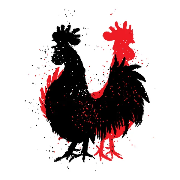 Two red and black roosters. — Stock Vector