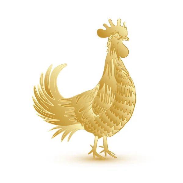 Gold metallic rooster — Stock Vector