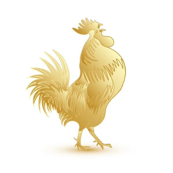 Gold metallic rooster — Stock Vector