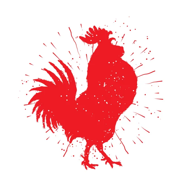 Rooster red label. — Stock Vector