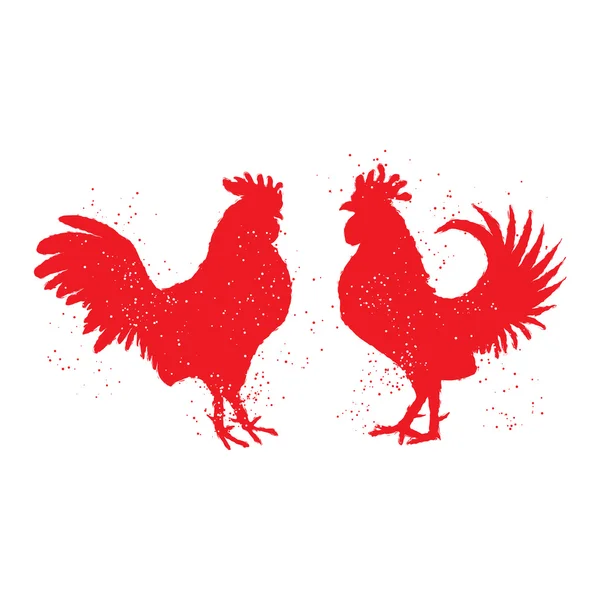 Couple of red roosters — Stock Vector