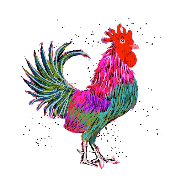 Rooster painting in color — Stock Vector