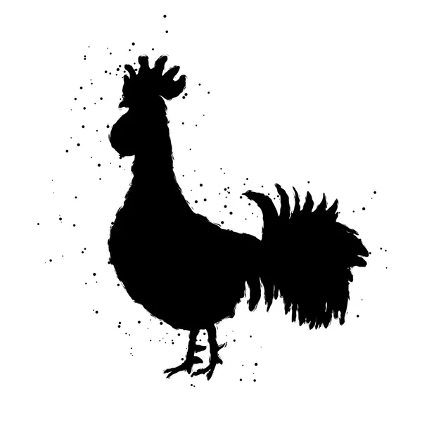 Black rooster silhouette — Stock Photo, Image