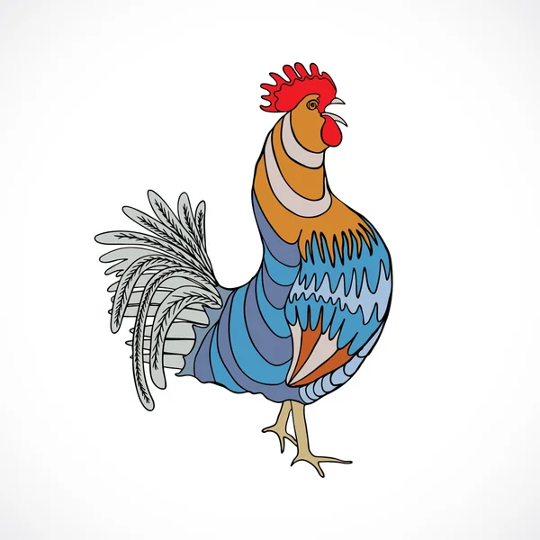 Disegno a colori gallo — Vettoriale Stock