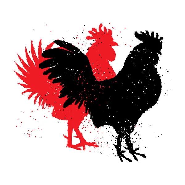 Gallo rojo y negro símbolos — Archivo Imágenes Vectoriales