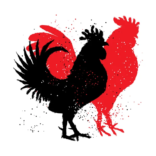 Gallo rojo y negro símbolos — Vector de stock