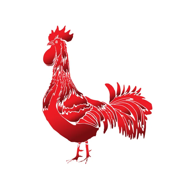 Rosso nuovo anno gallo simbolo — Vettoriale Stock